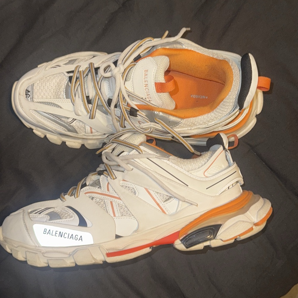 Balenciaga Cream and Orange Athletic Shoes